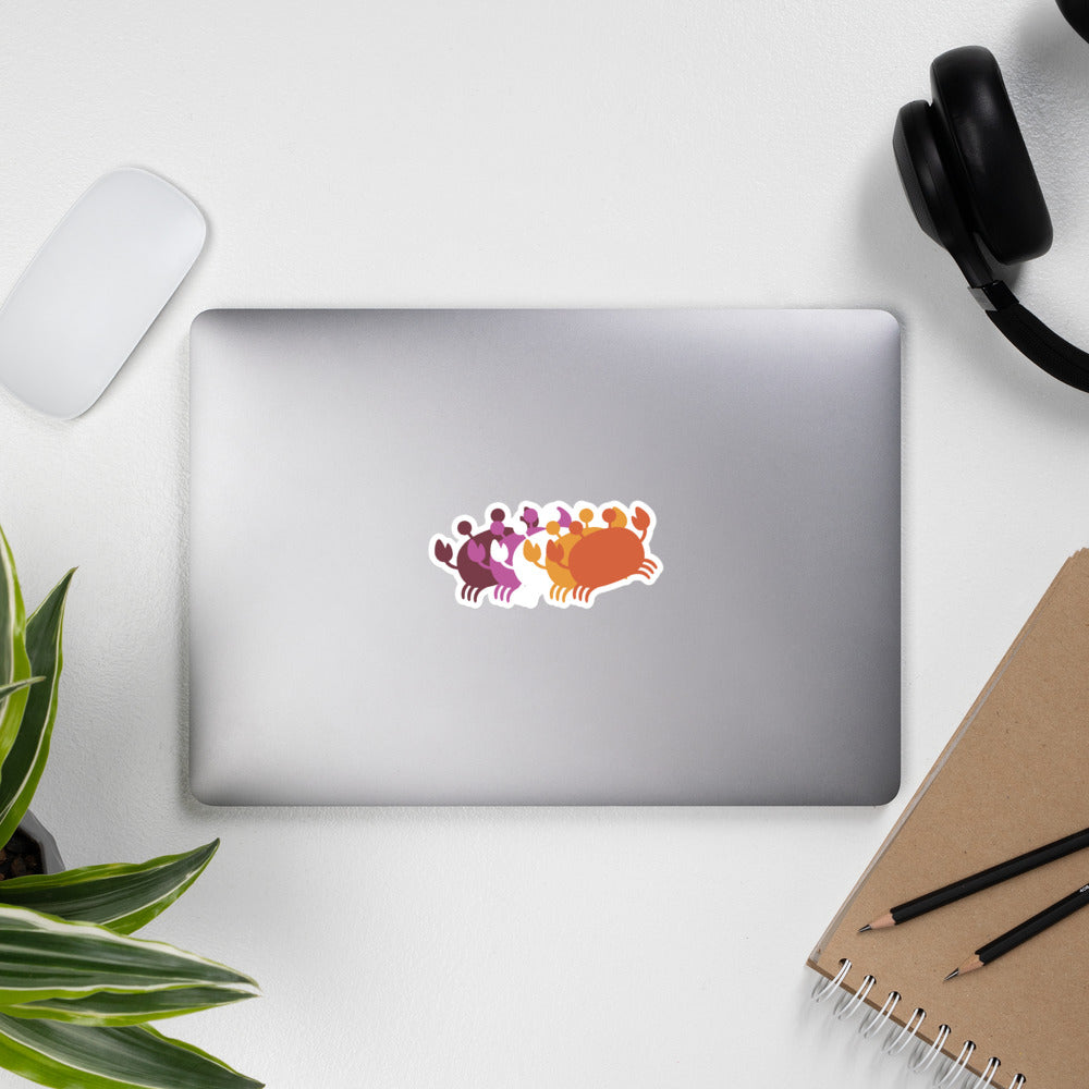 Crab People Lesbian Flag Sticker